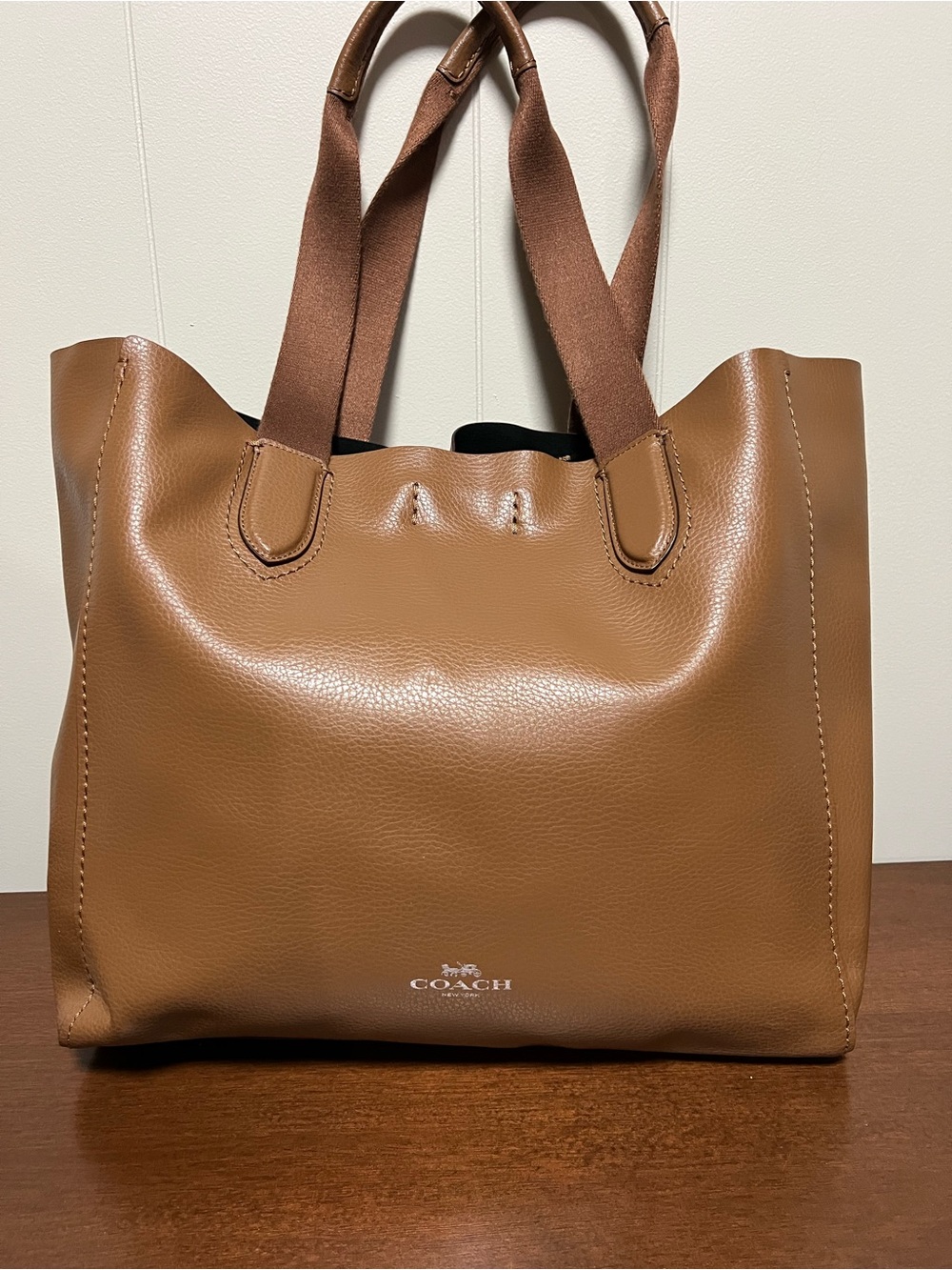 Coach Pebble Leather Tote in Brown with Brown Straps